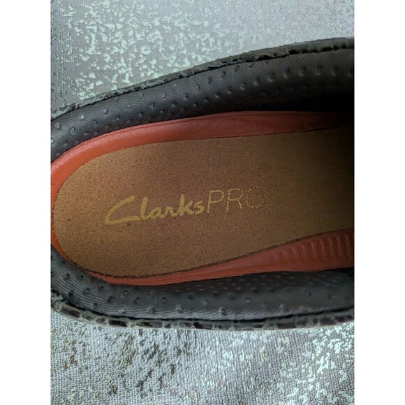 Clarks Pro Clog Womens 9 M Professional Gunmetal Gray Shimmer Leather Shoe Comfy - Picture 3 of 10